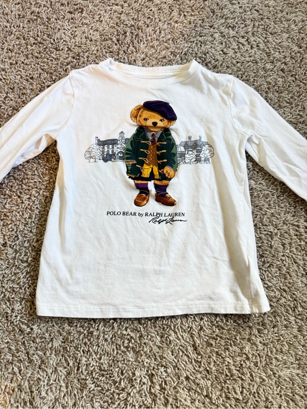 Polo by Ralph Lauren White Long-Sleeve Tee with Polo Bear Graphic